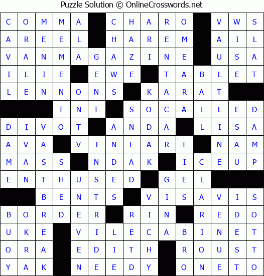 Solution for Crossword Puzzle #3331