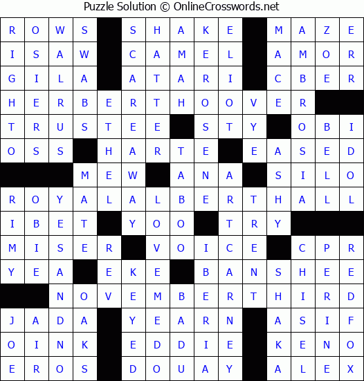 Solution for Crossword Puzzle #3332