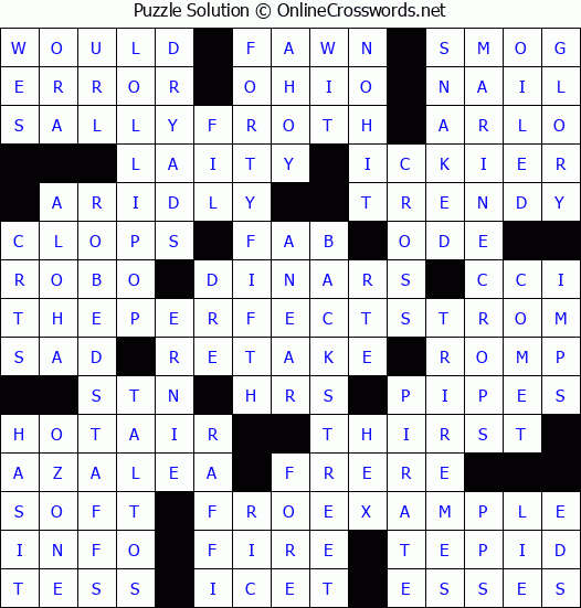 Solution for Crossword Puzzle #3334