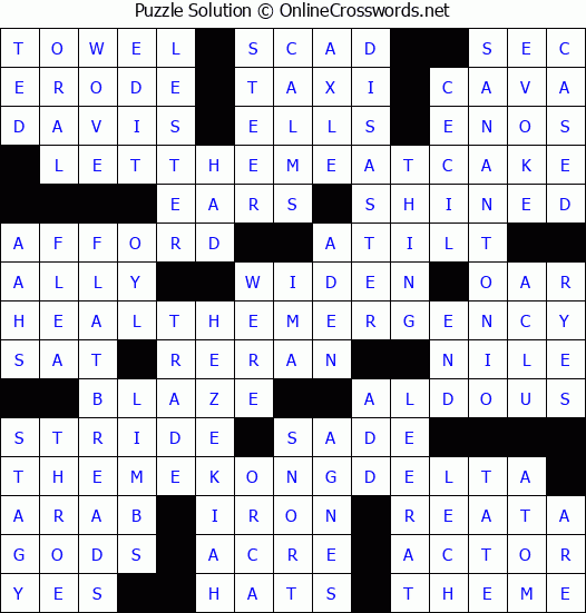 Solution for Crossword Puzzle #3335