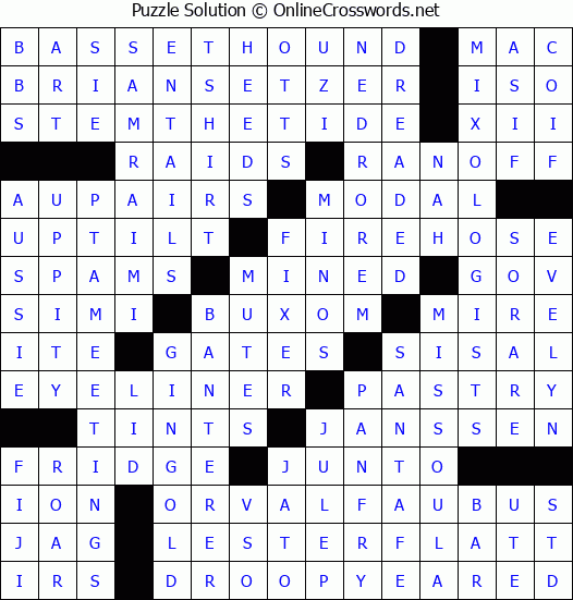 Solution for Crossword Puzzle #3336