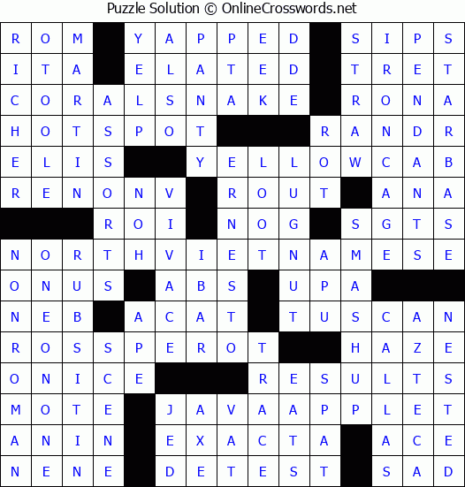 Solution for Crossword Puzzle #3337