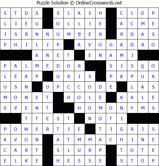 Solution for Crossword Puzzle #3341