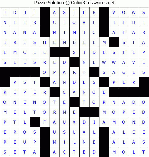 Solution for Crossword Puzzle #3342