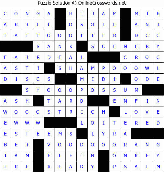 Solution for Crossword Puzzle #3343