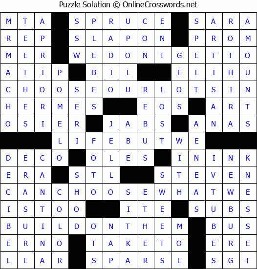 Solution for Crossword Puzzle #3344
