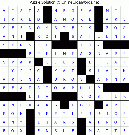 Solution for Crossword Puzzle #3345