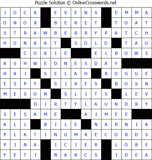 Solution for Crossword Puzzle #3346