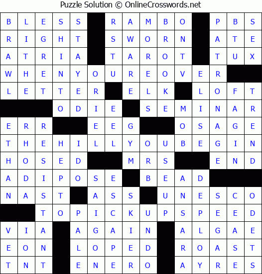 Solution for Crossword Puzzle #3352