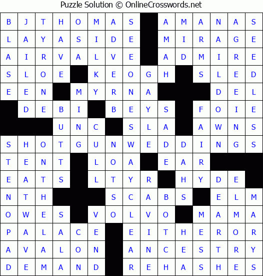 Solution for Crossword Puzzle #3354