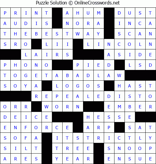 Solution for Crossword Puzzle #3355