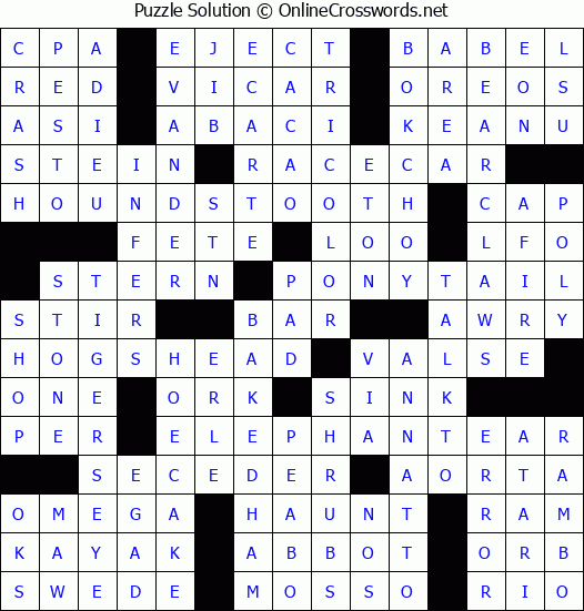 Solution for Crossword Puzzle #3357