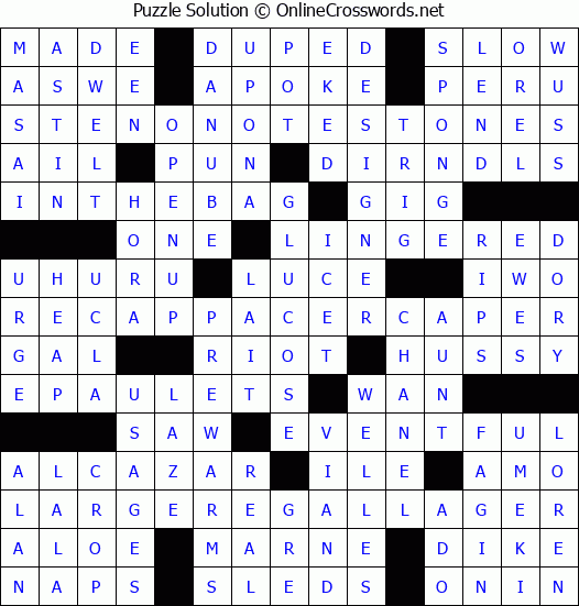 Solution for Crossword Puzzle #3358