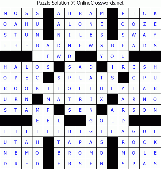 Solution for Crossword Puzzle #3359