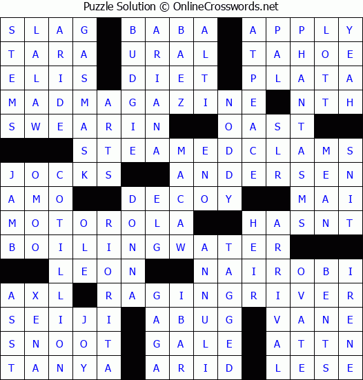 Solution for Crossword Puzzle #3361