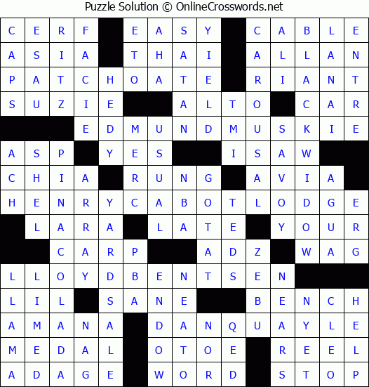 Solution for Crossword Puzzle #3364