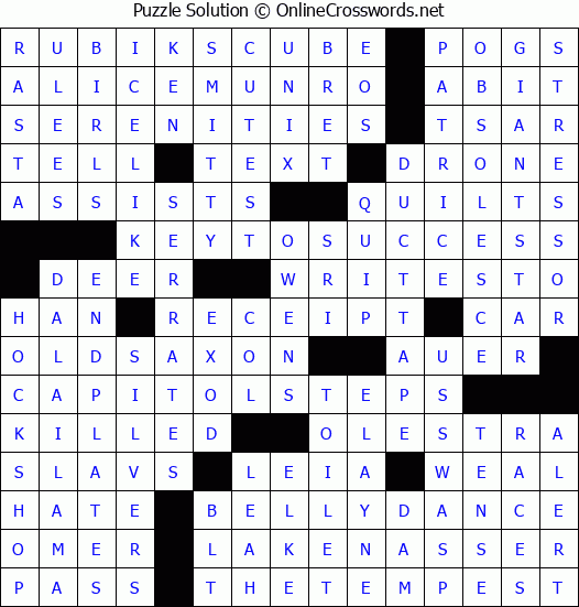 Solution for Crossword Puzzle #3365