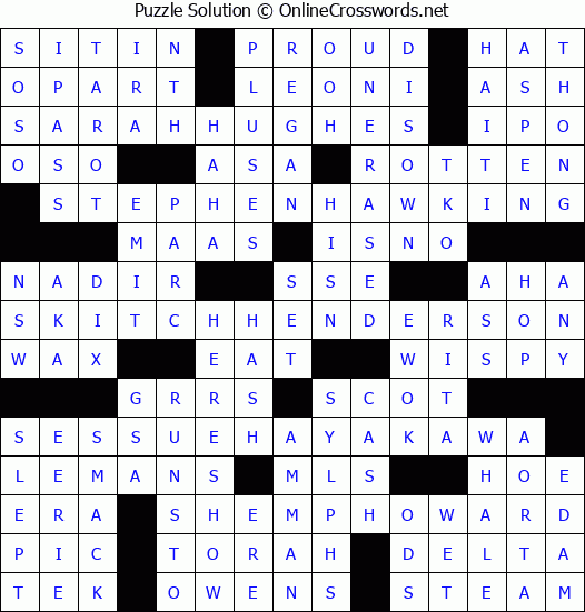Solution for Crossword Puzzle #3366