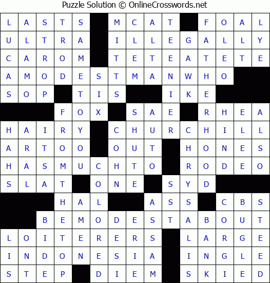Solution for Crossword Puzzle #3367