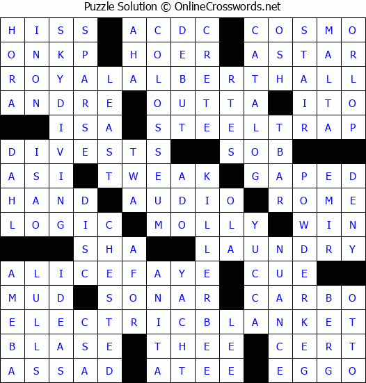 Solution for Crossword Puzzle #3369