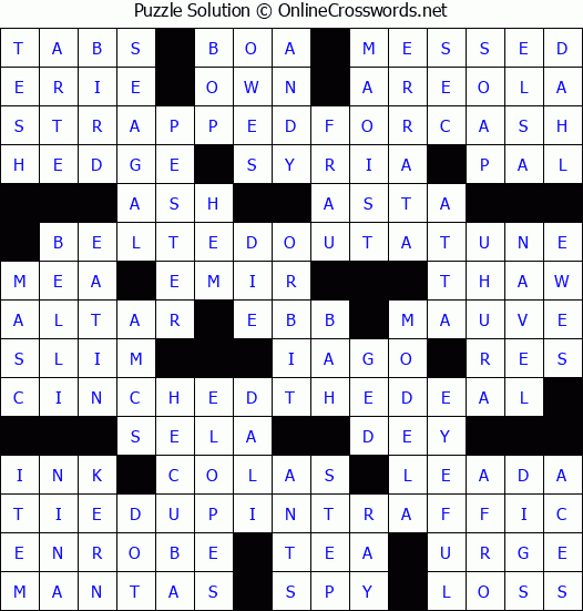 Solution for Crossword Puzzle #3370
