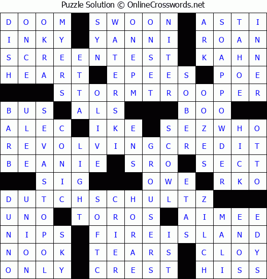 Solution for Crossword Puzzle #3373