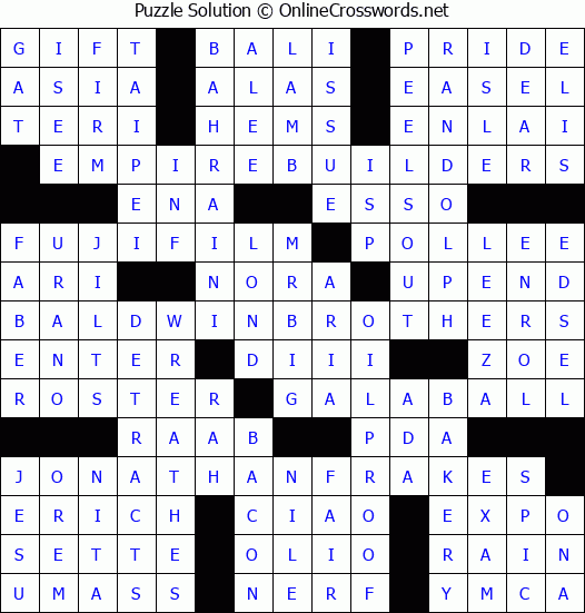 Solution for Crossword Puzzle #3375
