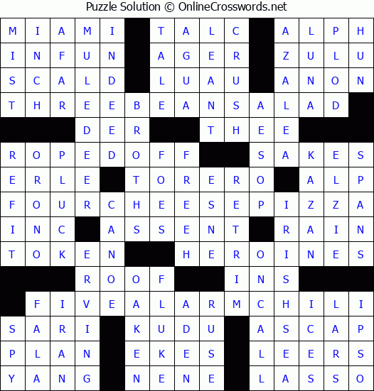 Solution for Crossword Puzzle #3376