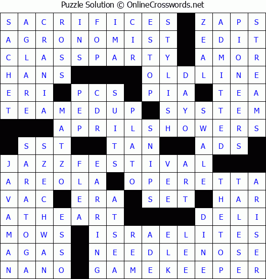 Solution for Crossword Puzzle #3377