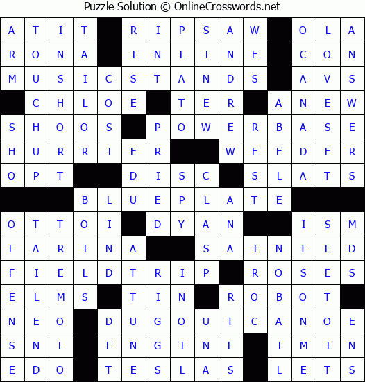 Solution for Crossword Puzzle #3379