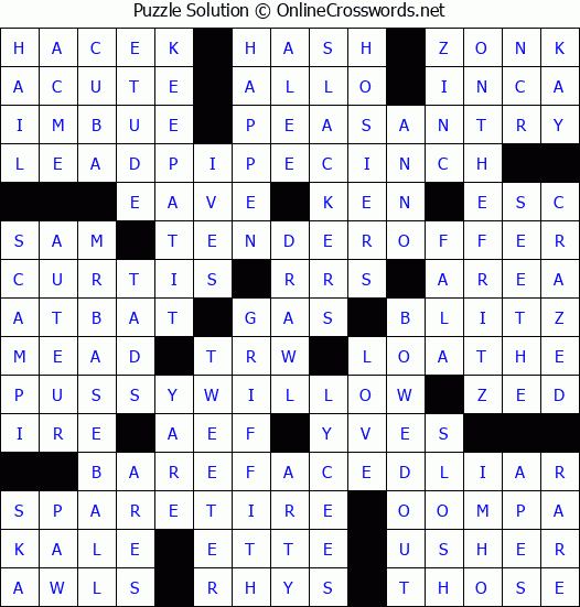 Solution for Crossword Puzzle #3380