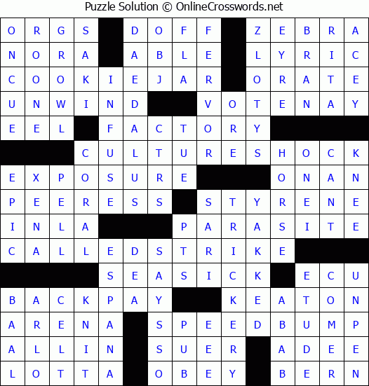 Solution for Crossword Puzzle #3382