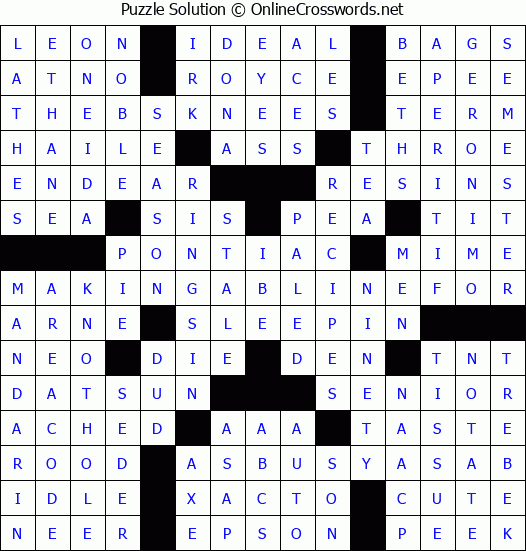 Solution for Crossword Puzzle #3385