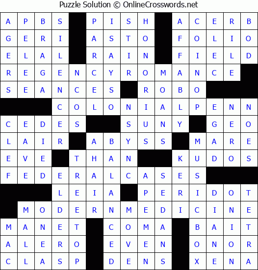 Solution for Crossword Puzzle #3386