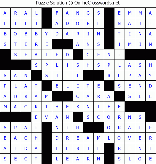Solution for Crossword Puzzle #3391