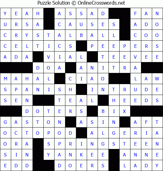 Solution for Crossword Puzzle #3393