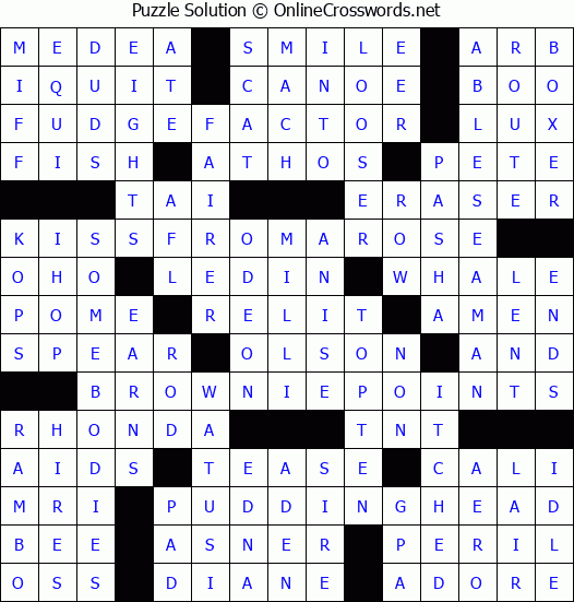 Solution for Crossword Puzzle #3394