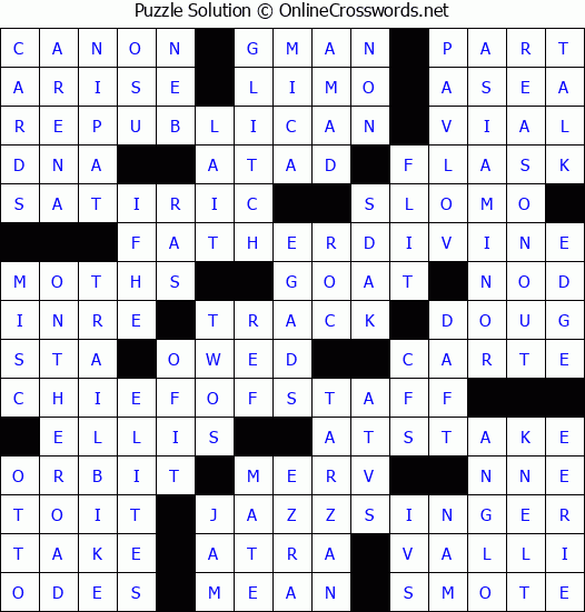 Solution for Crossword Puzzle #3396