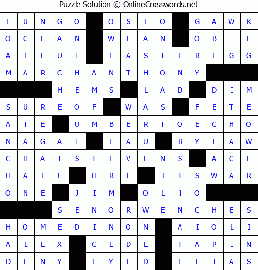 Solution for Crossword Puzzle #3397