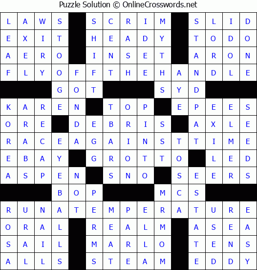 Solution for Crossword Puzzle #3399