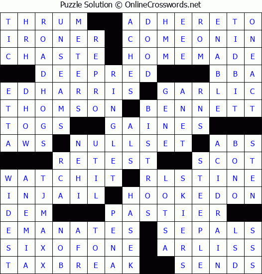 Solution for Crossword Puzzle #3401