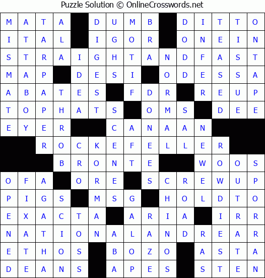 Solution for Crossword Puzzle #3404