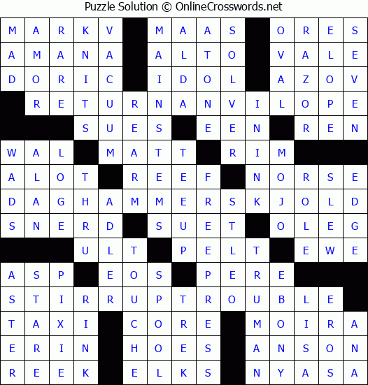Solution for Crossword Puzzle #3406