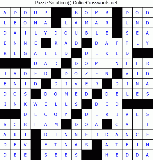 Solution for Crossword Puzzle #3410