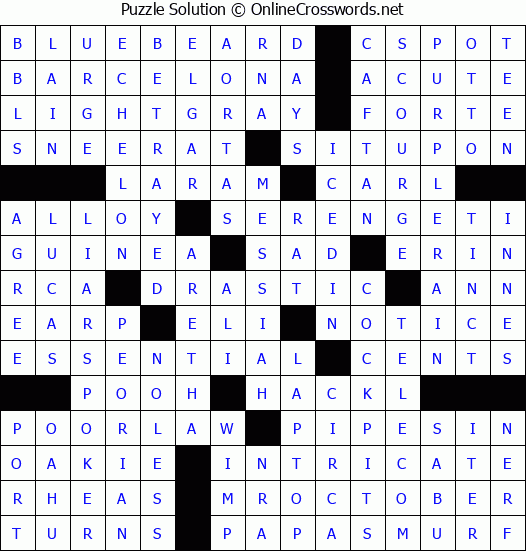 Solution for Crossword Puzzle #3413