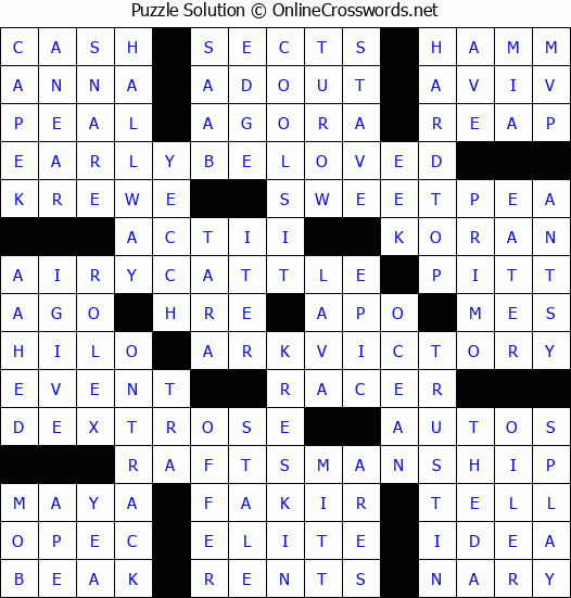 Solution for Crossword Puzzle #3416