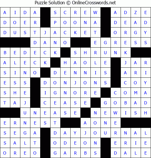 Solution for Crossword Puzzle #3417