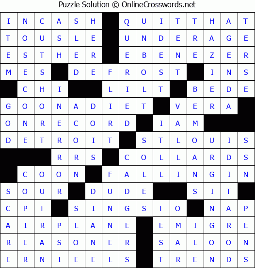 Solution for Crossword Puzzle #3419
