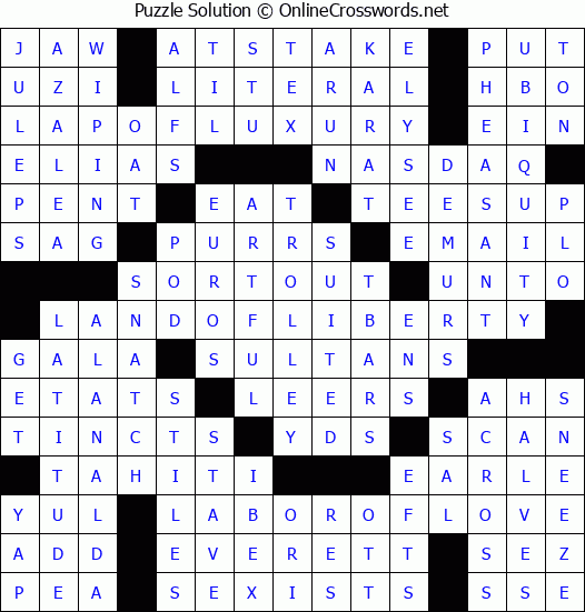 Solution for Crossword Puzzle #3421