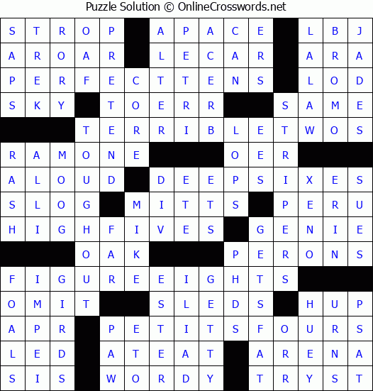 Solution for Crossword Puzzle #3423